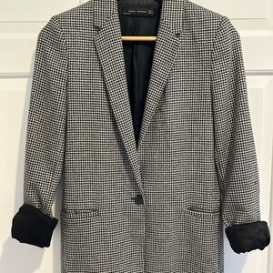 Zara Black and White Houndstooth Blazer